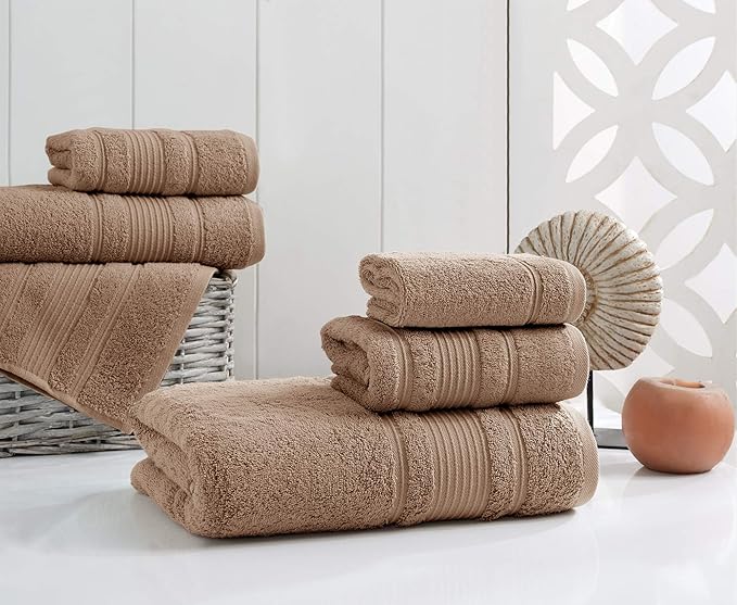 Personalize Your Towels with Custom Embroidery: Names, Monograms, and Initials. Perfect For Kids, Adults, Travel, Gifts, 6-Piece Towel Set; 2 Bath Towels, 2 Hand Towels, and 2 Wash Cloths - Brown