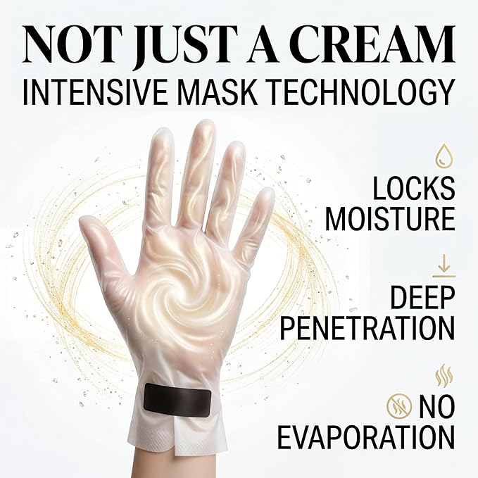 WONDER FAMILY Aqua Hand Mask – Moisturizing Gloves for Dry Cracked Hands – Collagen Overnight Hand Mask, Hand Moisturizer Cotton Gloves for Sleeping Alternative, Repairing Treatment for Women & Men