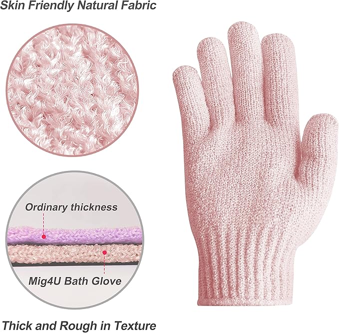 MIG4U Shower Exfoliating Scrub Gloves, Bathing Gloves Body Wash Dead Skin Removal Deep Cleansing Sponge Loofah for Women Men