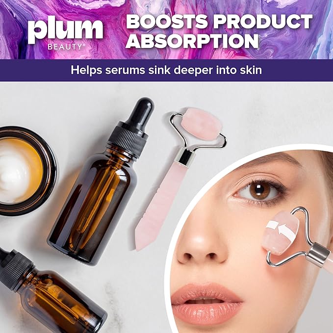 Mini Rose Quartz Roller - Face Roller - Gua Sha Facial Tools, Mini Rollers for Face, Skin Care Kit for Men Women, Guasha Tools for Faces, Facial Care Reduces Under-Eye Puffiness and Dark Circles
