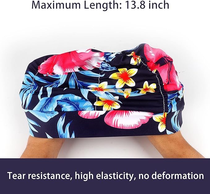 Swim Caps for Women Swimming,1 Pcs Fabric Nylon Cloth Swim Cap, Comfort Pleated Swimming Cap for Long Hair, Not Waterproof Elastic Bathing Caps, Swim Hat Keep Hairstyle Unchanged