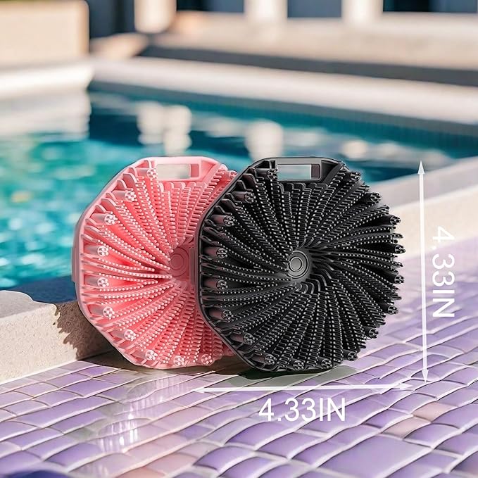 RamPula Silicone Body Scrubber, Silicone Loofah, Quick-Dry Exfoliating Body Brush for Wet or Dry Brushing, More Hygienic Than Traditional Loofah, Medium-Bristle Brush, Black and Pink