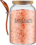 SiliFine 2 Pcs 94 oz Bath Salts Glass Jar with Wooden Lid, Bath Salt Container with Scoop, Airtight Storage Bathtub Accessories for Women