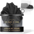 African Net Sponge - Deep Exfoliating Body Scrubber - Ultra Long African Net Sponge Reaches All Back Areas, Gently Buffs Away Dry Flaky Skin for a Renewed Feel, Home Spa Experience（Black）