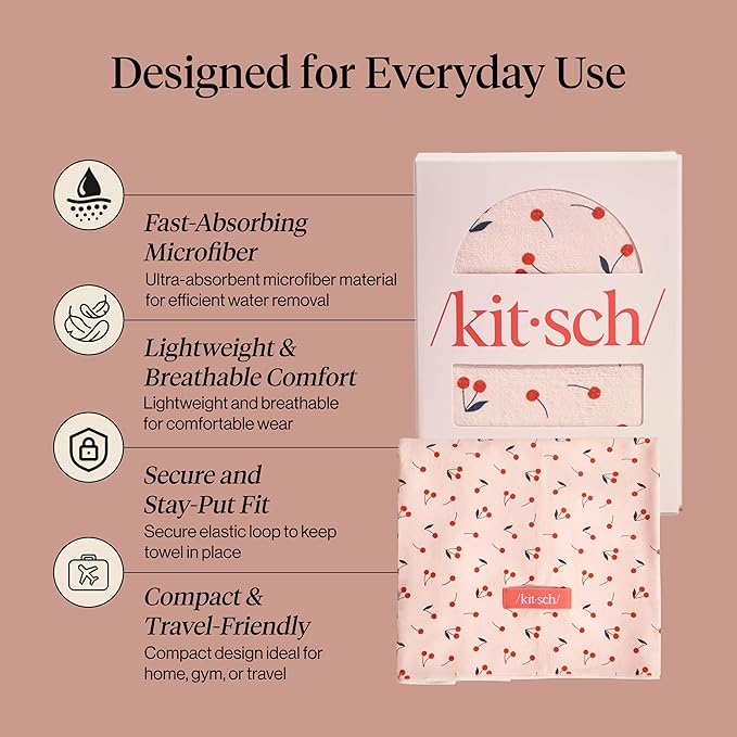 Kitsch Plush Microfiber Hair Towel Wrap for Women – Ultra Absorbent Microfiber Bath Towels for Wet, Curly, Long or Short Hair – Anti-Frizz Hair Wrap, Great Hair Care Gifts for Women