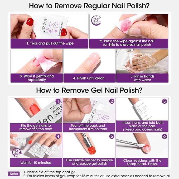Gellen 400 Pack Nail Cleanser Pads and Acetone Nail Polish Remover Pad Kit, Professional Individually Wrapped, Quick Easy with Glycerin Moisturizing