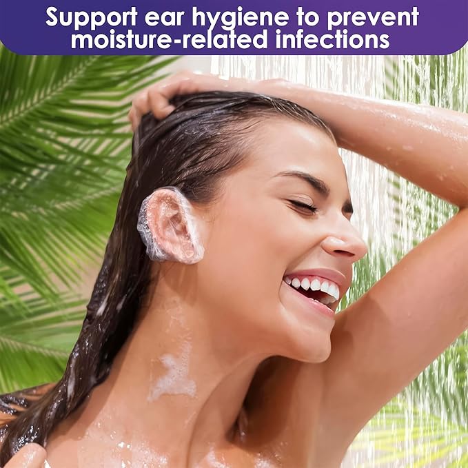 400 Pcs Ear Shower Covers – Disposable Ear Covers for Hair Dye – Stretchable, Water-Resistant, Lightweight, & Durable Plastic | Comfortable for Home, Spa, Travel, Hotel, & Hair Coloring Sessions