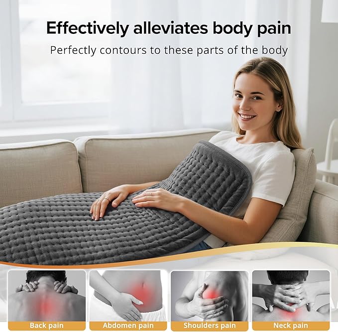 Heating Pad for Back Pain Relief, 33" x 17" XXL Heating Pad for Period Cramps, Women & Mom, Large Electric Heating Pad with Moist & Dry Heat Therapy, 6 Settings, Auto-Off, Washable, Mothers Day Gifts