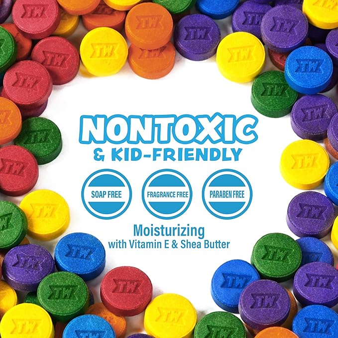 Tub Works® Bath Color Pops™ Moisturizing Kids Bath Bombs, 42 Count | Bath Bomb Refills for Bath Color Brush | Nontoxic & Fragrance-Free | 6 Unique Colors | Fizzy, Vibrant Water Color Tablets