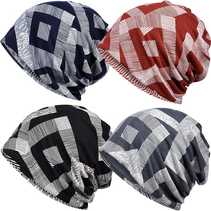 Women's Summer Beanie for Men Hat Boho Hats Adult Dwarf Hats Chemo Cap Cancer Headwear Caps Baggy Skull Sleep Cap Nightcap
