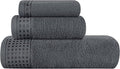 GLAMBURG Ultra Soft 3 Pack Cotton Towel Set, Contains a Bath Towel 28x55 inch, a Hand Towel 16x24 inch & a Wash Coth 12x12 inch, Ideal Everyday use, Compact & Lightweight - Charcoal Grey