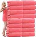 SmoothNovelty 16 Pack Microfiber Bath Towels Bulk 27'' x 60'' Oversized Beach Towel Highly Absorbent Extra Large Soft Drying for Shower Pool Salon Sauna Bathroom Gym Party (Simple,Pink)