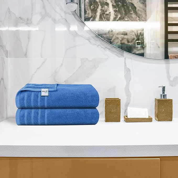 Avalon Towels Bath Towels Set of 4, Size 30 x 60 Inches - 60% Cotton, 40% Viscose Made from Bamboo, Soft and Absorbent, Quick Drying, Lightweight, Perfect for Daily Use
