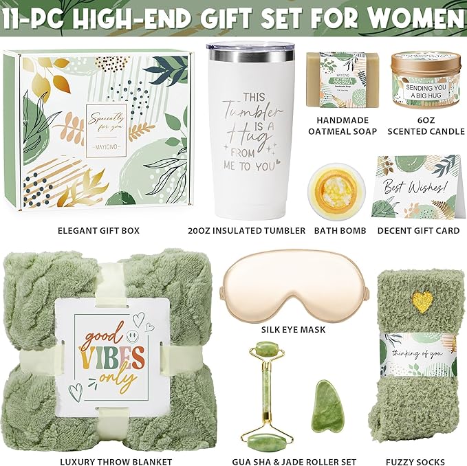 Self Care Get Well Soon Gift Baskets for Women, Birthday Gifts for Women Care Package Thinking of You Relaxing Spa Gift Set, Unique Valentines Day Gifts for Her Mom Friends Wife Girlfriend Sister