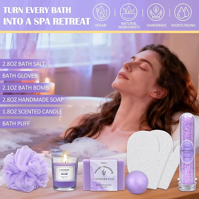 Mothers Day Gifts for Women, Spa Gifts Basket for Women, 21pcs Lavender Bath and Body Gift Basket, Self Care Gifts, Facial Skin Care Set, Birthday Gifts for Mom, Wife, Girlfriend, Sister