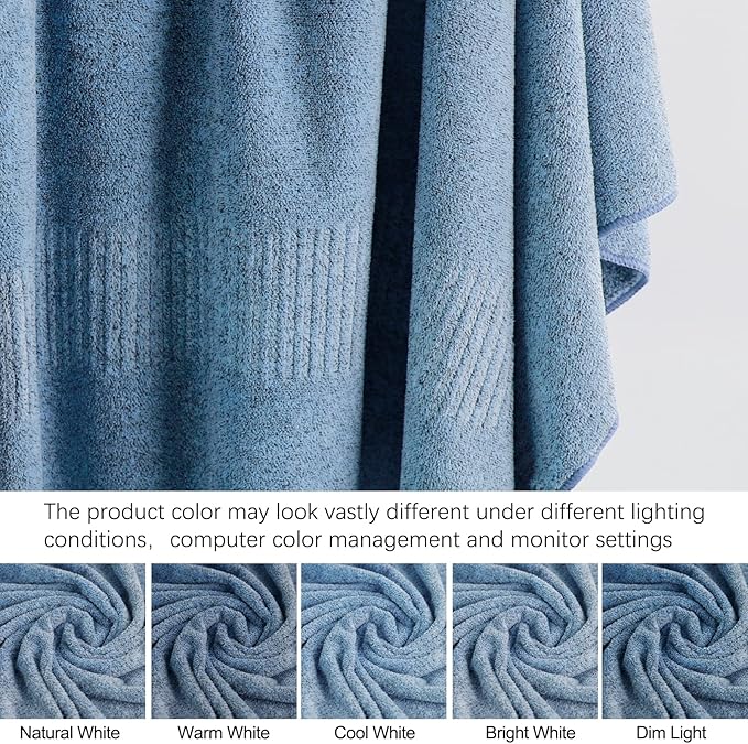 SEISSO Bath Towels,Extra Absorbent & Quick Drying Towels for Bathroom,Fibre Large Bath Towel,Super Soft Multipurpose Use for Fitness,Spa,Sports Towels,Yoga Towel (Light Blue, 2 Piece Bath Sheet)