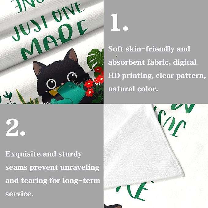 Accnicc 2 Pack Black Cat Bathroom Hand Towels Decorative Potted Plants Dish Kitchen Towel 16x27 Inch Cute Botanical Cactus Absorbent Soft Microfiber Bath Towels Hotel Spa Decor
