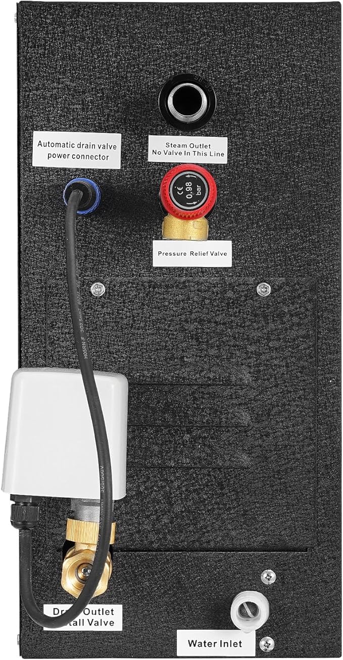 VEVOR Steam Generator, 6 kW Steam Shower System with Controller for Home Sauna & Spa, Commercial Auto Drain Kit with Overheat, Dry-Run & Overpressure Protection, 10min to 24h Timer, Black