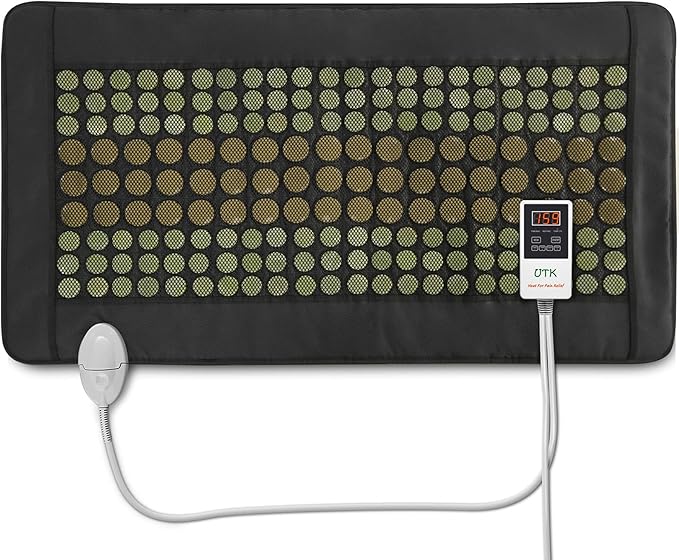 UTK Far Infrared Heating Pad for Back, 5X Deeper Pain Relief for Full Back, Thigh, Hip, Muscle, Hotter to 159℉, Weighted Electric Mat with Jade Tourmaline Stones, 22" x 39" Extra-Large Size