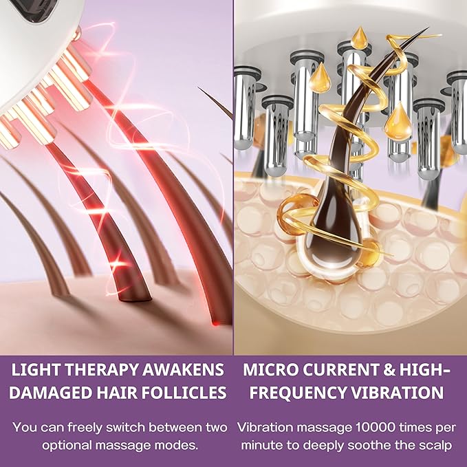 Electric Hair Oil Applicator & Scalp Massager 2 in 1, 15ml Capacity, Scalp Care Brush for Hair Treatment, Minoxidil, Essential Oils & Serums (Purple) (Purple)