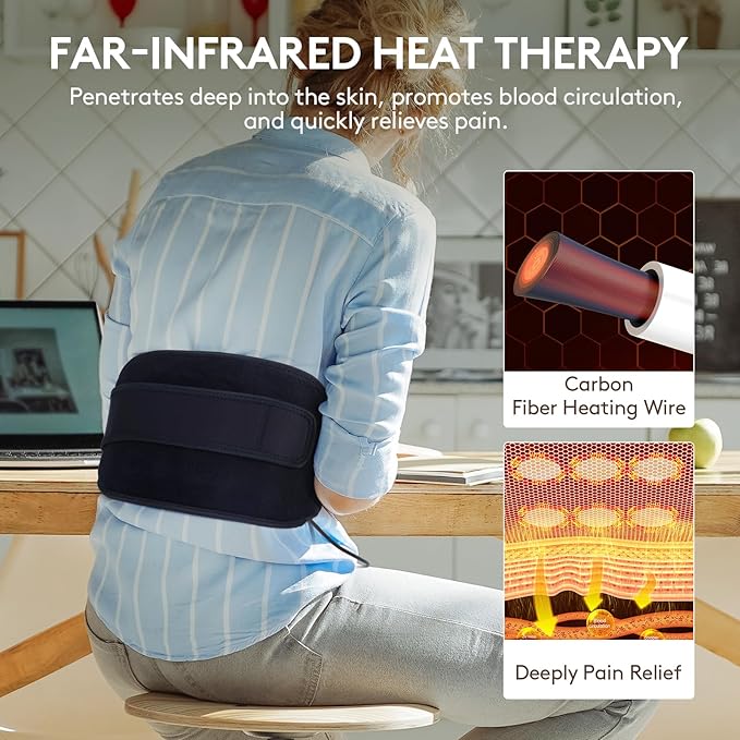 UTK Far Infrared Heating Pad for Back Pain Relief, Hot Enough, Gift for Women Men, Heating Pads for Lower Back, 16 Timers Auto-Off, 20 Natural Jade, 35-55" Adjustable Size