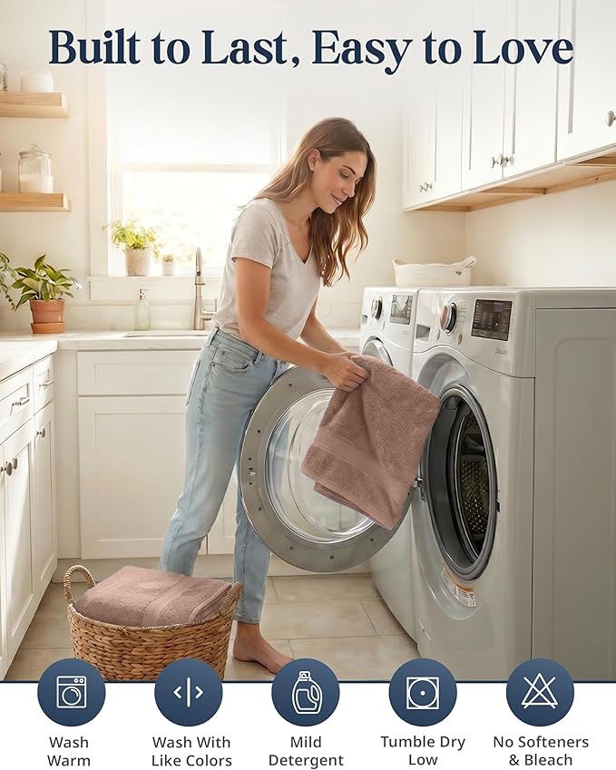 LANE LINEN 100% Cotton Towels Set - 6 Piece value pack - Soft, Absorbent & Durable - 2 Bath, 2 Washcloths, 2 Hand Towels for Bathroom - Ideal for Home, Spa & Gym - Quality You Can Trust - Taupe