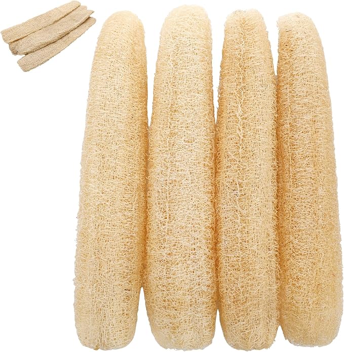 15.7-19.7 inches Natural Loofah Sponges Pack of 4 for Kitchen Dishes Body Scrubber