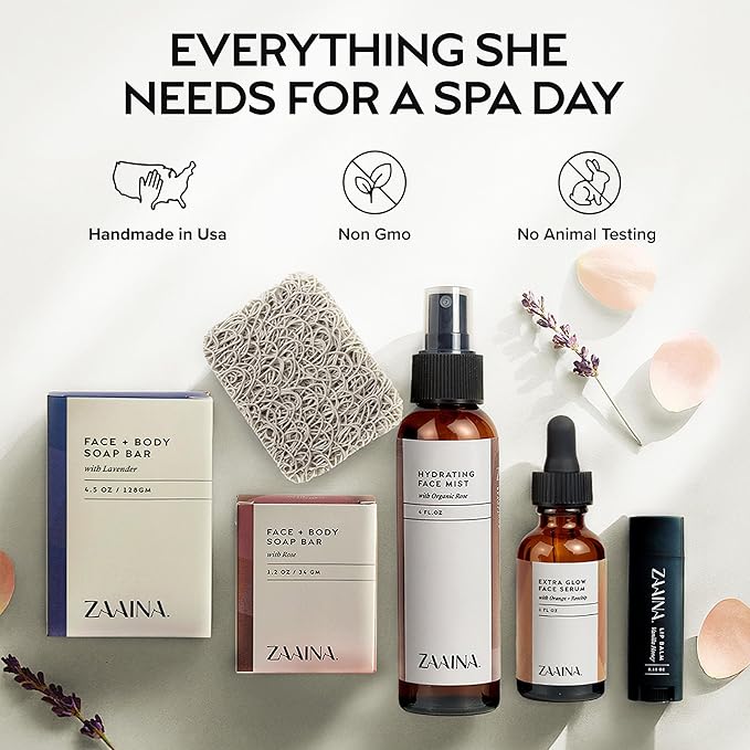 ZAAINA Spa Gifts for Women - Mother's Day Gifts for Mom, Relaxaing Spa Gift Basket, Pampering At Home Natural Bath & Body Self Care Spa Package for Mom Wife, Birthday Gifts for Women