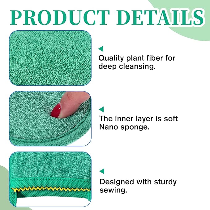 2 Pcs Exfoliating Facial Scrubber Mitt, Face Deep Exfoliating Cleaning Polishing Gloves Facial Cleansing Mitts Dead or Dry Skin Remover Face Cleaning Gloves for Men & Women (Green, Orange)