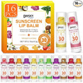DMSKY SPF 30 Lip Balm 16 Pack, Broad Spectrum Lip Sunscreen No White Cast, Moisturizing Sunblock for Lips with Vitamin E & Coconut Oil - Beach Essentials & Travel Size