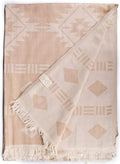 Bersuse 100% Cotton Belize XL Throw Blanket Turkish Towel Beach Blanket - Beach Camping Essentials - 75x90 Inches, Beige