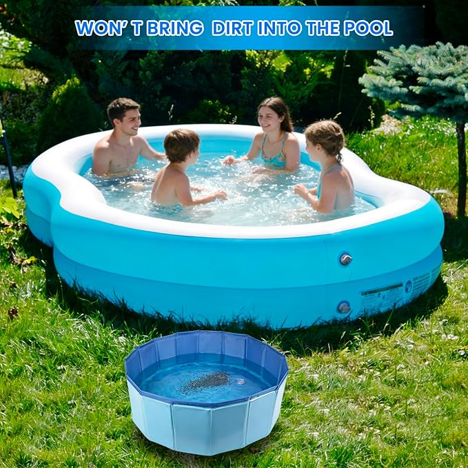 Large Pool Foot Bath Wash Tray - 23.6"x7.8" Foldable Pool Foot Bath with Bottom Drain, Portable Foot Soaking Basin for Pool Entry, Above Ground Swimming Pool Foot Cleanser, Pool Foot Wash Accessories