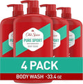 Old Spice Refreshing Body Wash for Men, High Endurance, 3X Defense, 24/7 Shower Fresh with Long Lasting Scent, Pure Sport Scent, 33.4 oz (Pack of 4)