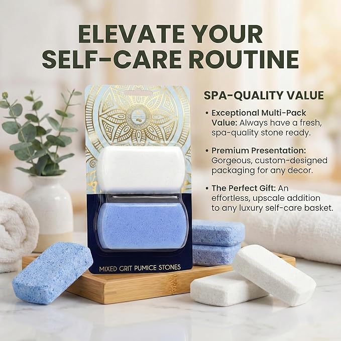 Earth & I Pumice Stone for Feet – 4-Pack Callus Remover Set | 2 Coarse + 2 Fine Dual-Grit Dead Skin Scrubber, Heel Exfoliator & Foot Scrubber for Baby-Soft Feet