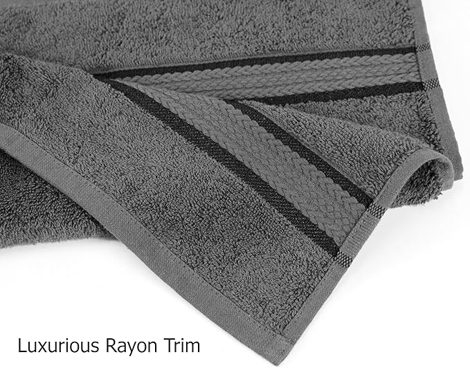 COTTON CRAFT - 4 Pack -Ultra Soft Oversized Extra Large Bath Towels 30x54 Charcoal- 100% Pure Ringspun Cotton - Luxurious Rayon Trim - Ideal for Daily Use - Each Towel Weighs 22 Ounces