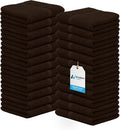Avalon Towels Cotton Washcloths 24-Pack – 12 x 12 Inch Brown Super Soft & Absorbent Ring-Spun Cotton Wash Cloths for Face, Bath, Spa, Gym, Hotel & Cleaning