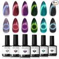 modelones Cat Eye Gel Nail Polish, 6 Colors Glitter Red Green Purple Blue Gel Polish Set with Magnet Sparkle Galaxy Series Nail Gel Polish Kit Soak Off Led Nail Art Manicure Salon DIY Gifts