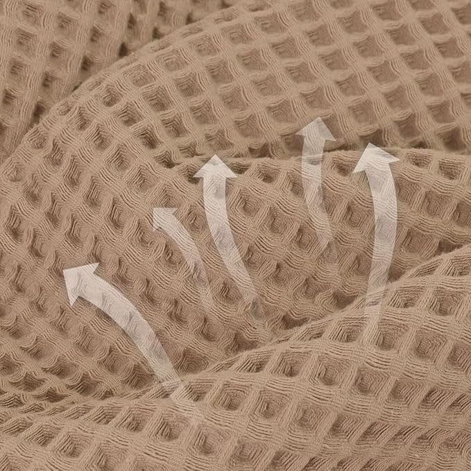 Jacquotha Waffle Bath Towels 2-Piece (Tan) - Cotton, Soft, Lightweight, 31” x 62” Large Bath Towel for Bathroom, Shower, Spa, Beach
