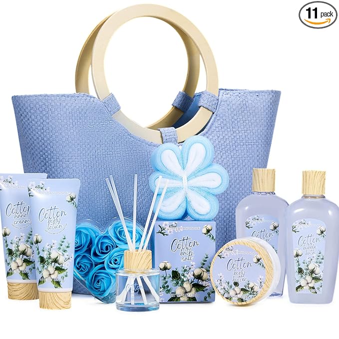 Green Canyon Spa Gifts for Women 10 Pcs Cotton Spa Gift Baskets for Women Luxurious Birthday Gift for Mom Her Friend Sister Wife Mothers Day Gifts for Her Bath and Body Gift Sets Presents for Her