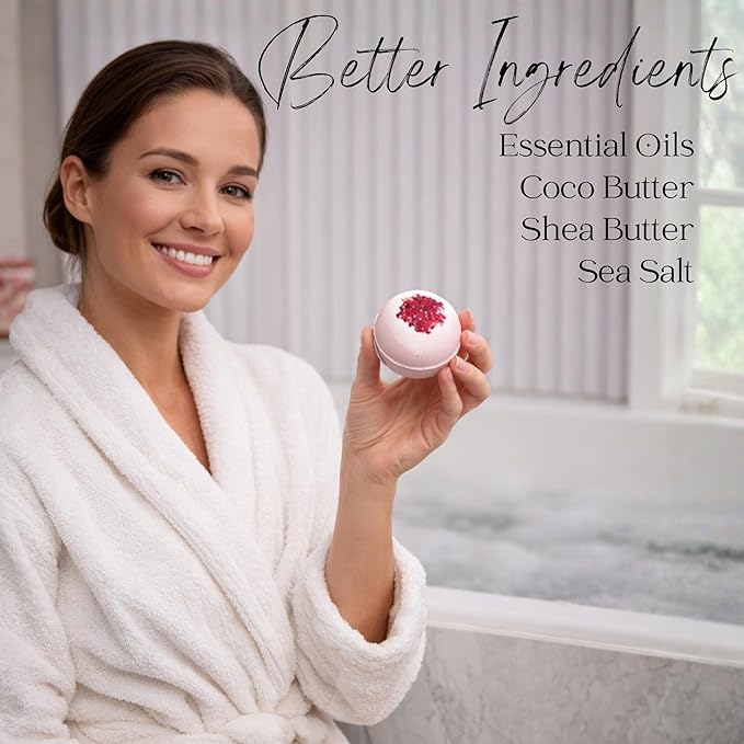 EvolutionUSA 12 Inspire Bath Bombs for Women & Girls – Flower Topped Bath Bombs Girls, Lush Bathbombs Set, Organic Bath Fizzers, Luxury Gift for Mothers Day, Birthday, Christmas, Easter or Self Care