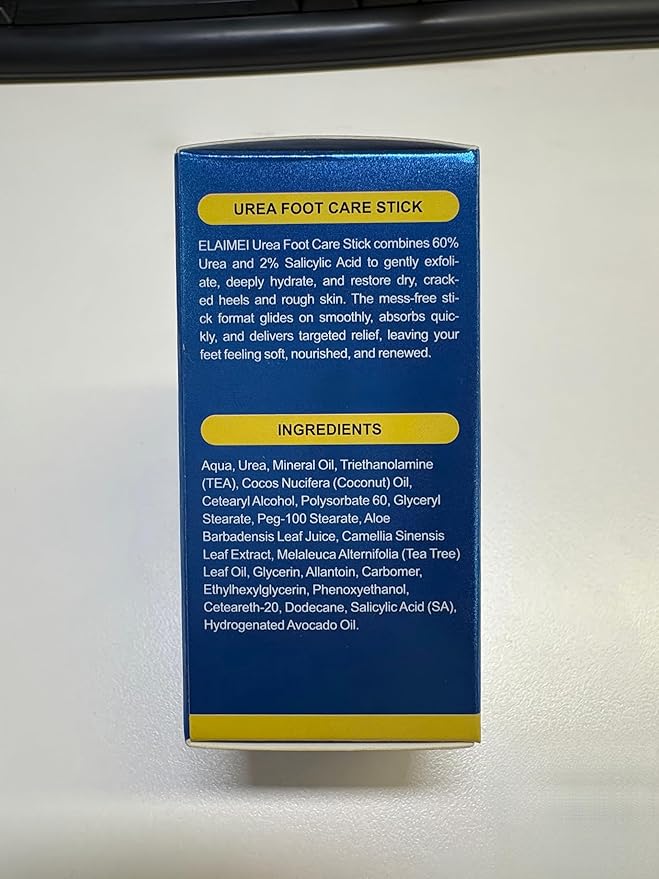 60% Urea Cream Stick with 2% Salicylic Acid, Maximum Strength Foot Care Balm, Callus Remover & Exfoliating Moisturizer for Dry Cracked Feet, Heels, Hands, Knees Elbow & Skin