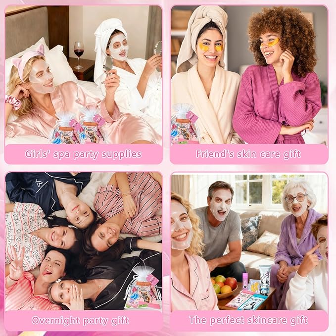 144 PCS Spa Party Supplies for Women,Spa Day Favors Essentials Include Face Masks Skincare, Lip Balm, Under Eye Patches, Foot Bath Bomb,Mothers Day Gifts, Bulk Gifts For Women,Spa Kit Self Care