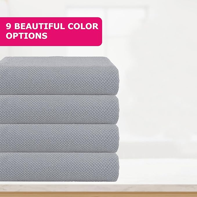 CASA COPENHAGEN EcoPop 4Pcs 100% Cotton Large Designer Towels Gift Set- Grey Voilet, 55"x27", 4Bath Towels for Bathroom (Box Pack, Set for Women & Men)