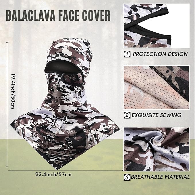 SATINIOR 3 Piece Balaclava Face Cover Sun Protection Neck Cover Summer Balaclava Motorcycle Face Mask for Men Women