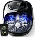 Foot Soaking Tub with Ozone UV, Foot Spa Bath Massager with Heat and Bubbles, Custom Temp Control, Pressure Rollers for Tired Feet, Gift Set for Parents Couples (Black)