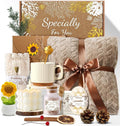 Coralogo Spa Gift Baskets for Women - Mothers Day Gift Basket, Get Well Soon, Self Care, Relaxing Sunflower Package, 11pcs Spa Sets with Blanket, Luxury Gifts for Her Birthday Anniversary Mothers Day