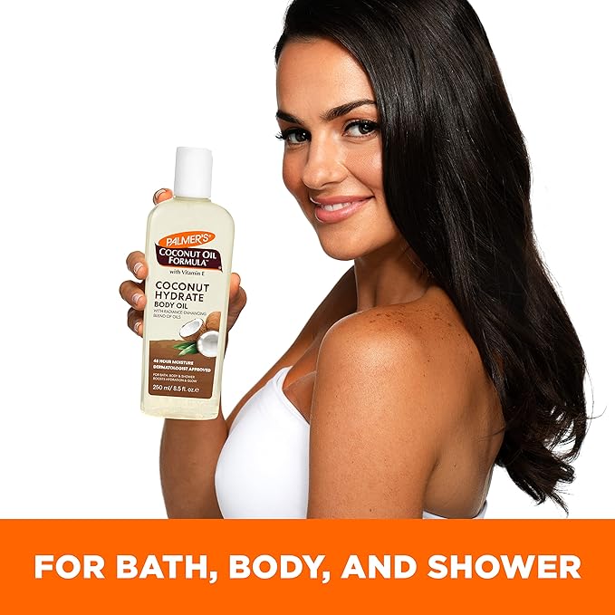 Palmer's Coconut Oil Formula Body Oil, Body Moisturizer with Green Coffee Extract, Bath Oil for Dry Skin, 8.5 Ounces (Pour Cap)