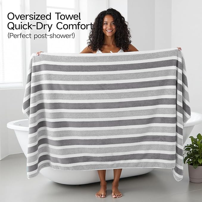 REDKISS Ultra Soft Bath Towel Sets 6-Piece 35"x70" | 100% Microfiber, Highly Absorbent & Quick Dry | Gray Towels for Bathroom, Spa, Gym | 2 Bath, 2 Hand, 2 Washcloths