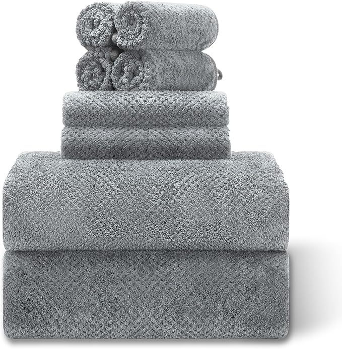 8 Pack Towel Set (2 Extra Large 40"x 80" Bath Towels Sheet,2 Hand Towels,4 Washcloths) Gray Oversized Bath Sheet Sets for Adults Soft Highly Absorbent Quick Dry Towels Set for Bathroom Hotel Spa