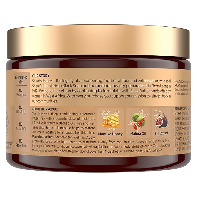 Shea Moisture Intensive Hydration Hair Masque Manuka Honey & Mafura Oil For Dry, Damaged Hair Deep Conditioning Hair Treatment 11.5 oz (Pack of 12)